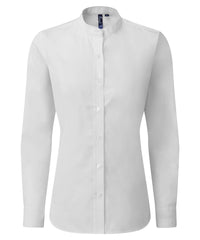 Premier Women's Banded Collar 'grandad' Shirt - White