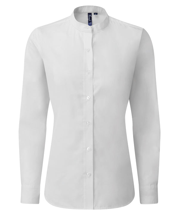 Premier Women's Banded Collar 'grandad' Shirt - White
