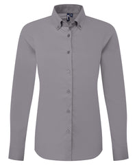 Premier Women’s ‘Supreme’ Oxford Long Sleeve Shirt - Steel Grey