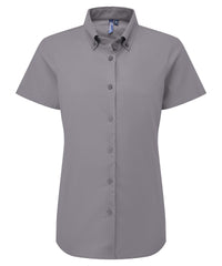 Premier Women’s ‘Supreme’ Oxford Short Sleeve Shirt - Steel Grey