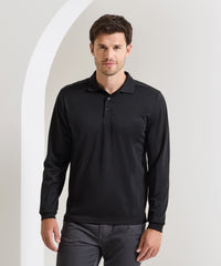 Premier Long Sleeve Coolchecker® Piqué Polo - Black