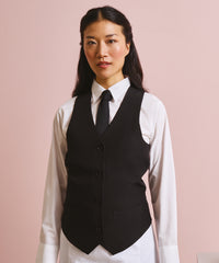Premier Women's Lined Polyester Waistcoat - Black