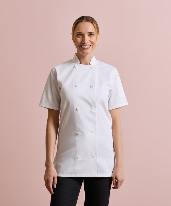 Premier Women's Short Sleeve Chef's Jacket - White