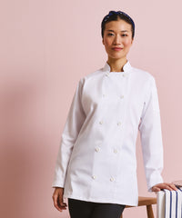 Premier Women's Long Sleeve Chef's Jacket - White