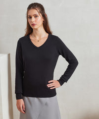 Premier Women's V-neck Knitted Sweater - Black