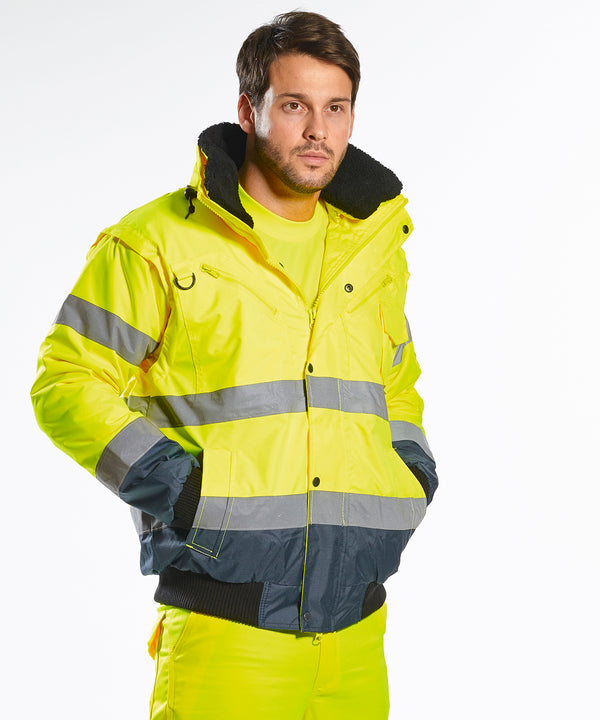 Portwest Hi-vis Contrast Bomber Jacket - Yellow/Navy