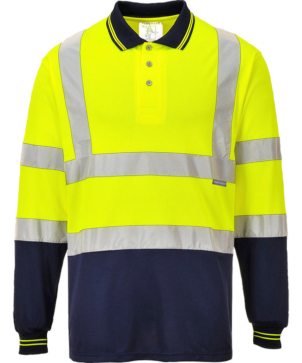 Portwest Two-tone Long Sleeve Polo - Yellow/Navy