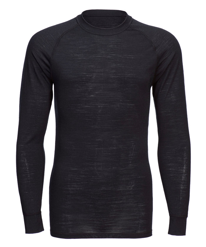 Portwest Merino Wool Crew Neck Long Sleeve Top - Black