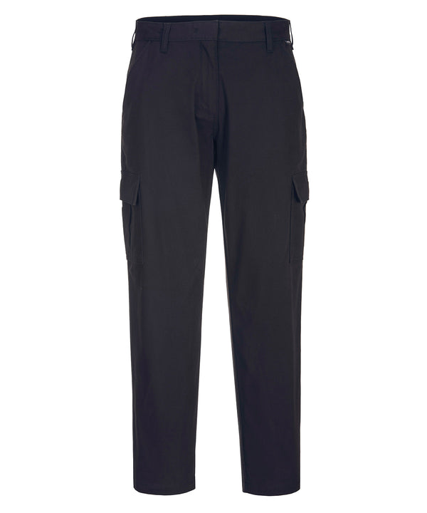 Portwest Women's Stretch Cargo Trousers (S233) Slim Fit - Black