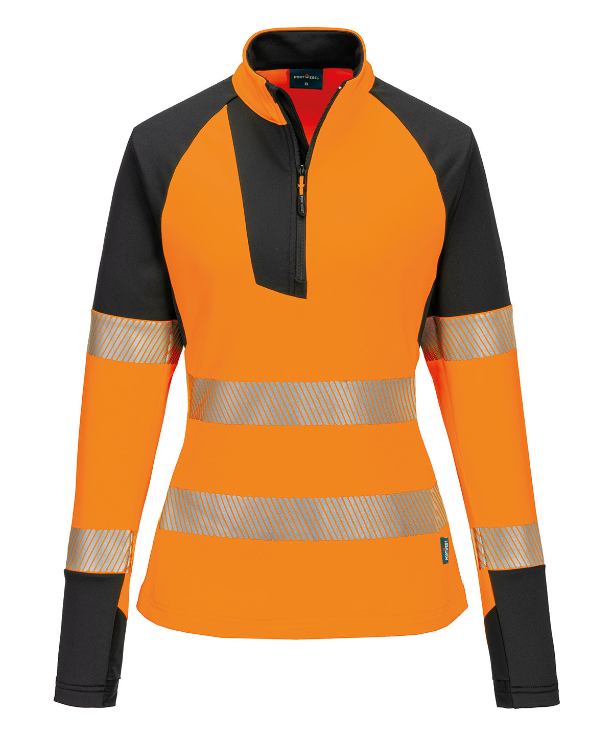 Portwest Women’s PW3 Hi-vis ¼-zip Sweatshirt - Orange/Black
