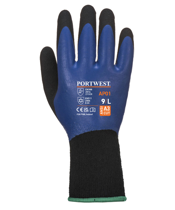 Portwest Cold 13 Latex Aqua Gloves - Blue/Black