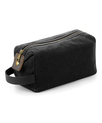 Quadra Heritage Waxed Canvas Wash Bag - Black