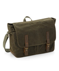 Quadra Heritage Waxed Canvas Messenger - Olive Green