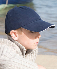 Resultheadwear Junior Low-profile Heavy Brushed Cotton Cap with Sandwich Peak - Black/Red