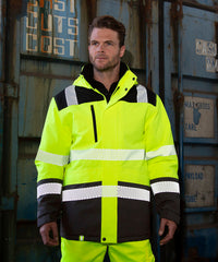 Result Printable Softshell Safety Coat - Fluorescent Yellow/Black