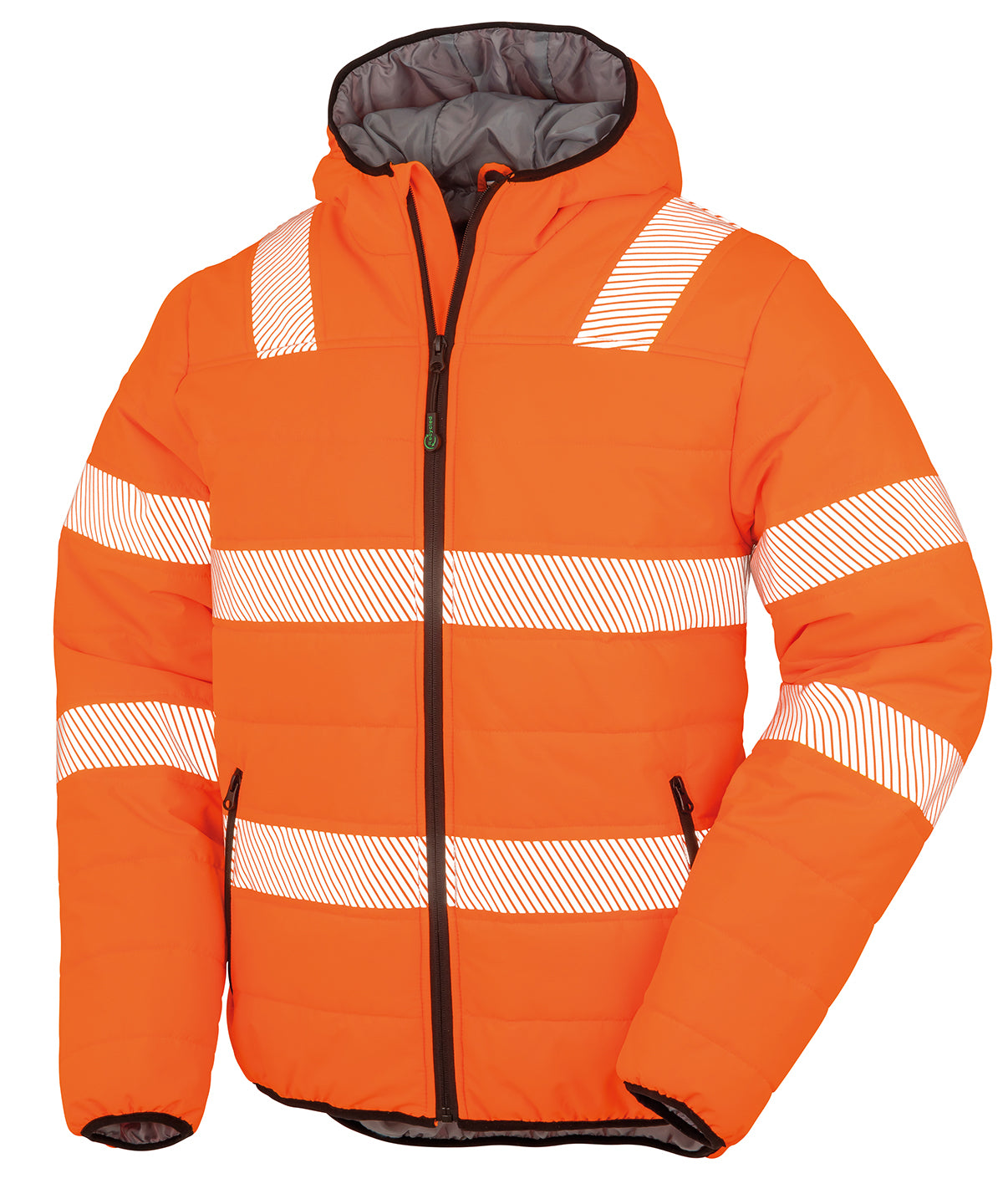 Resultrecycled Recycled Ripstop Padded Safety Jacket - Fluorescent Orange