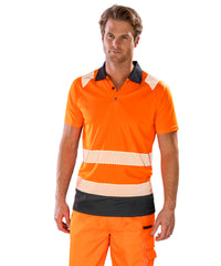 Resultrecycled Recycled Safety Polo - Fluorescent Orange/Black*