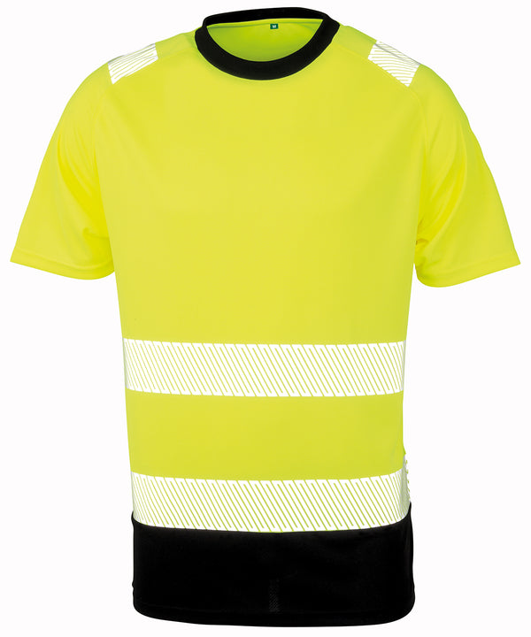 Resultrecycled Recycled Safety T-shirt - Fluorescent Yellow/Black