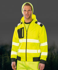 Resultrecycled Recycled Robust Zipped Safety Hoodie - Fluorescent Orange/Black