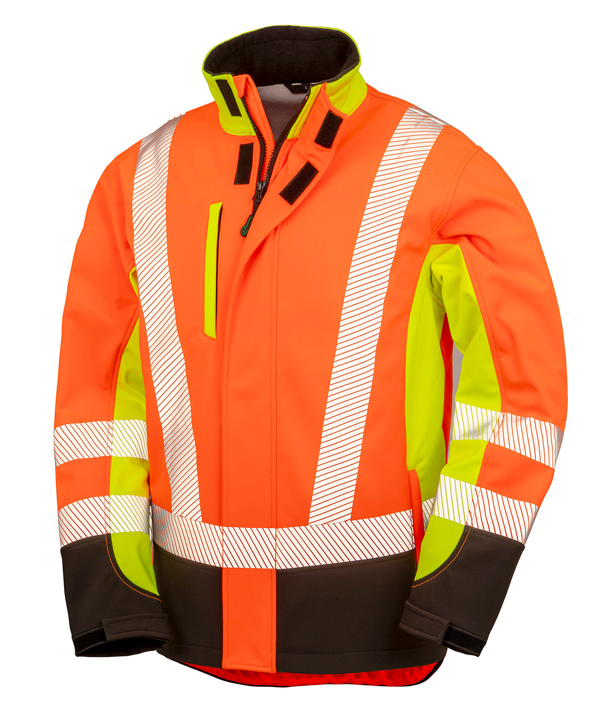 Resultrecycled Recycled 3-layer Printable 3-tone Safety Softshell - Fluorescent Yellow/Fluorescent Orange/Black