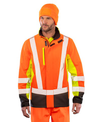 Resultrecycled Recycled 3-layer Printable 3-tone Safety Softshell - Fluorescent Yellow/Fluorescent Orange/Black