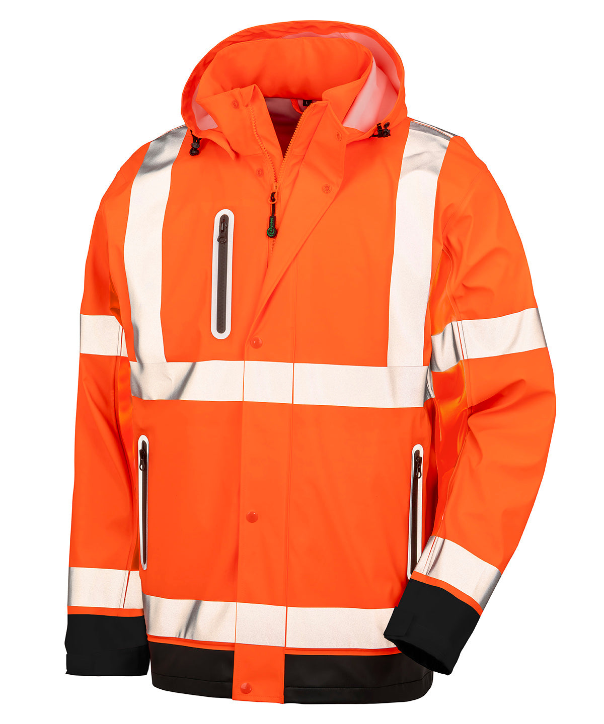 Resultrecycled Heavy-duty Prism PU Safe and Dry Jacket with Recycled Backing - Fluorescent Orange/Black