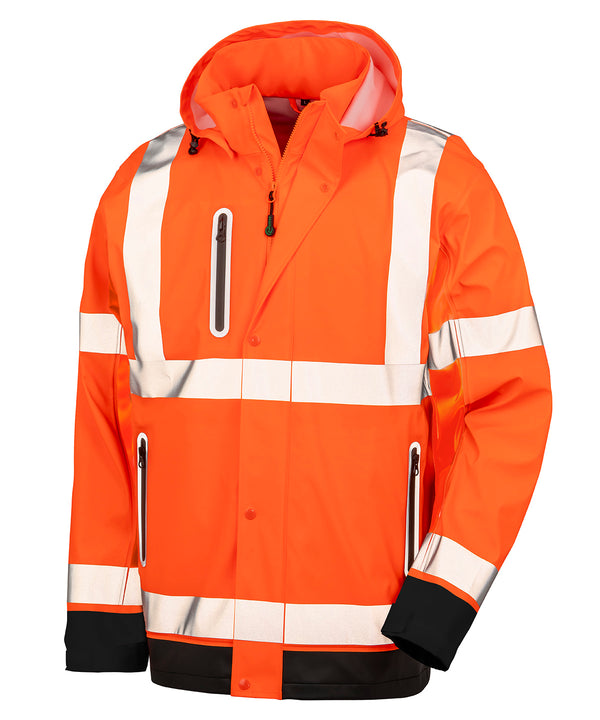 Resultrecycled Heavy-duty Prism PU Safe and Dry Jacket with Recycled Backing - Fluorescent Orange/Black