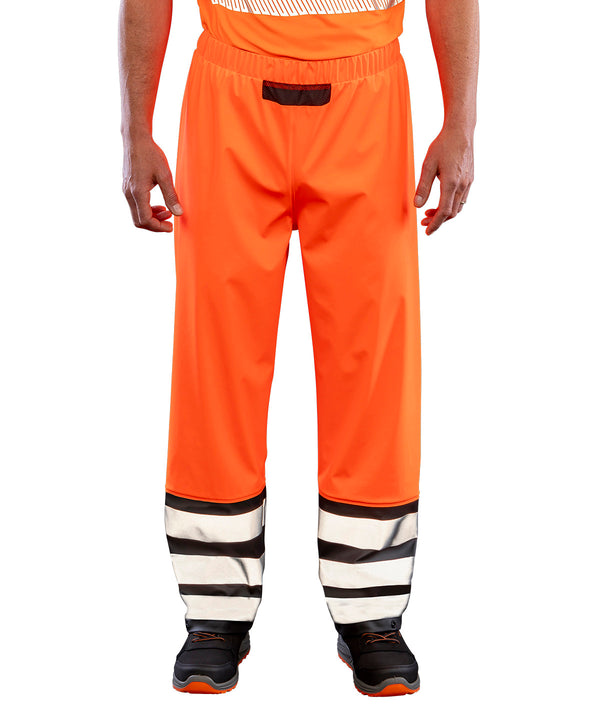 Resultrecycled Heavy-duty Prism PU Safe and Dry Trousers with Recycled Backing - Fluorescent Orange/Black