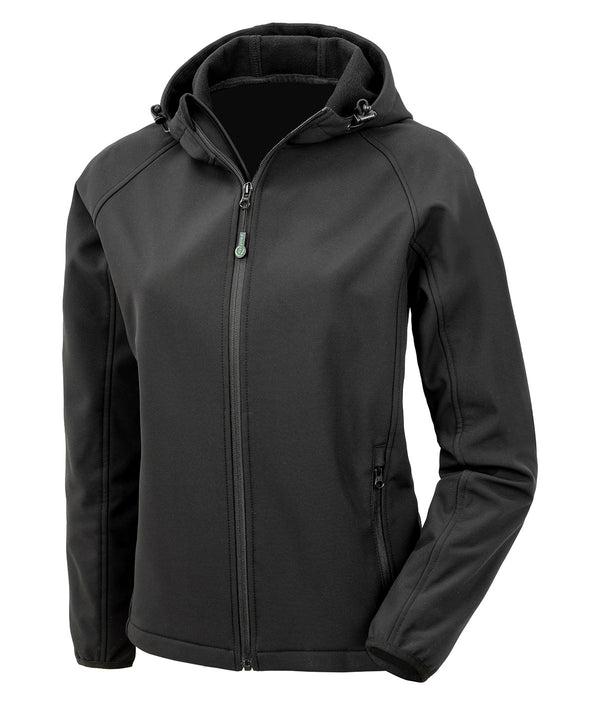 Resultrecycled Women’s Recycled 3-layer Printable Hooded Softshell - Black