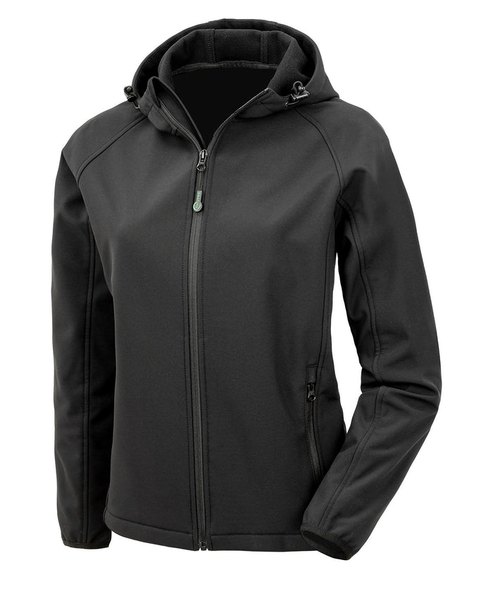 Resultrecycled Women’s Recycled 3-layer Printable Hooded Softshell - Black