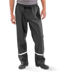 Resultrecycled Prism PU Waterproof Trousers with Reflective Bands and Recycled Backing - Black