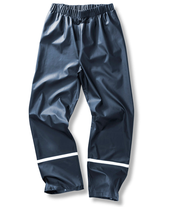 Resultrecycled Prism PU Waterproof Trousers with Reflective Bands and Recycled Backing - Navy