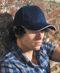 Resultheadwear Pro-style Heavy Cotton Cap with Sandwich Peak - Black/Red