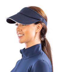 Resultheadwear Herringbone Sun Visor with Sandwich Peak - Navy/White
