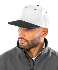 Resultheadwear Bronx Original Flat Peak Snapback Dual Colour Cap - Black/Azure