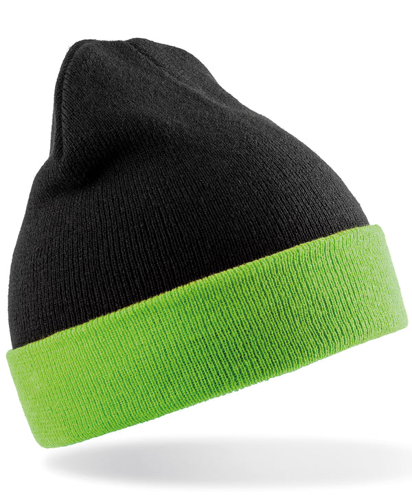 Resultrecycled Recycled Compass Beanie - Black/Lime