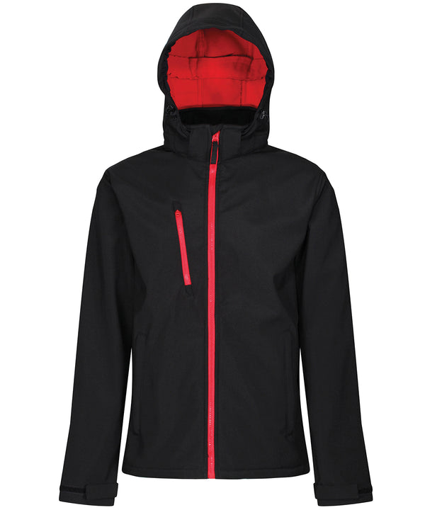 Regatta Venturer 3-layer Hooded Softshell Jacket - Black/Red