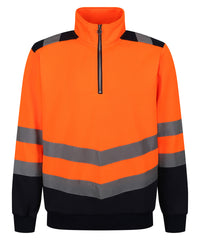 Regatta Pro Hi-vis ¼-zip Sweatshirt - Orange/Navy