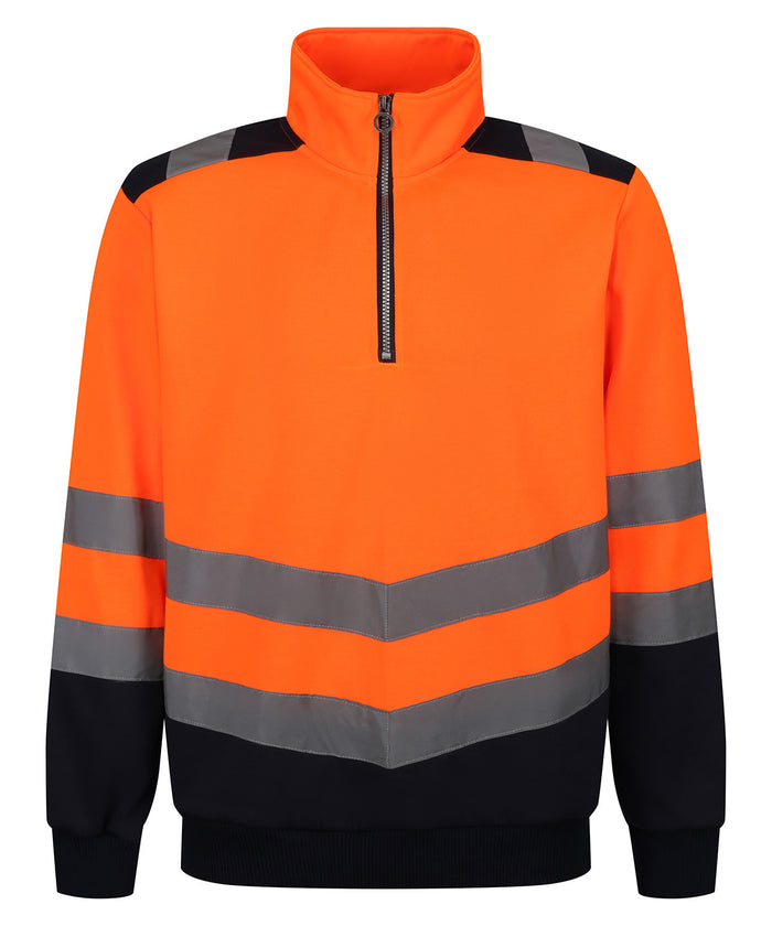 Regatta Pro Hi-vis ¼-zip Sweatshirt - Orange/Navy