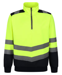 Regatta Pro Hi-vis ¼-zip Sweatshirt - Yellow/Navy
