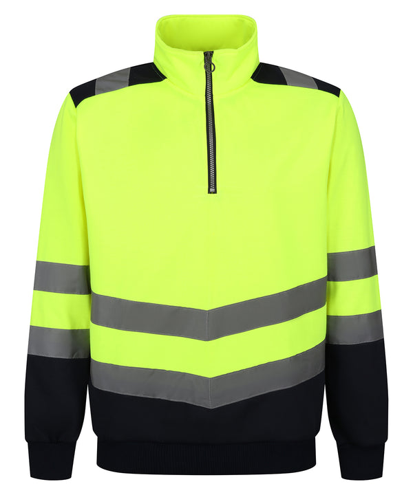 Regatta Pro Hi-vis ¼-zip Sweatshirt - Yellow/Navy