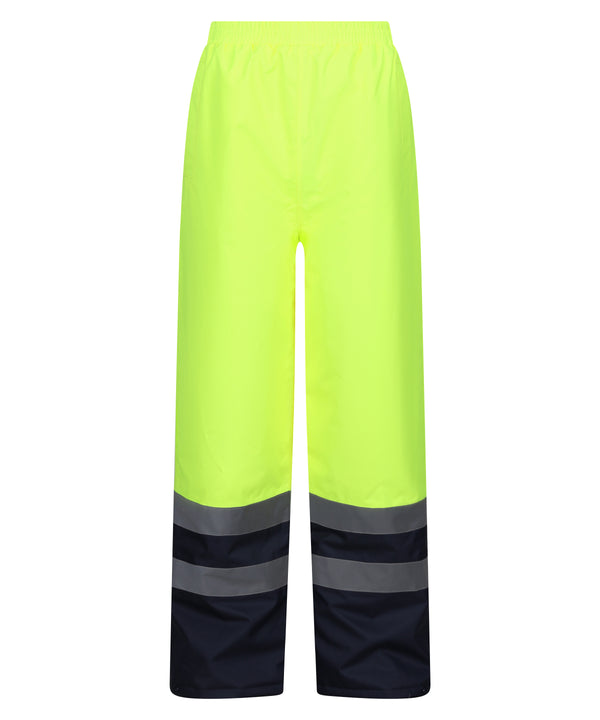 Regatta Pro Hi-vis Insulated Overtrousers - Yellow/Navy