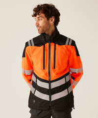 Regatta Hi-Vis X-Pro 3-layer Softshell Jacket (Class 2) - Black/Orange
