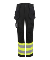 Regatta Hi-Vis X-Pro Stretch Holster Trousers (Class 1) - Black/Yellow