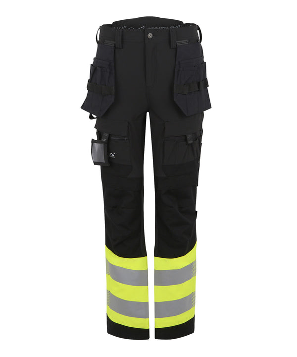 Regatta Hi-Vis X-Pro Stretch Holster Trousers (Class 1) - Black/Yellow