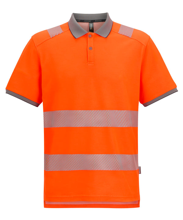 Regatta Hi-vis Pro Comfort Polycotton Polo - Black/Orange