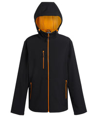 Regatta Navigate 2-layer Hooded Softshell Jacket - Black/Orange Pop