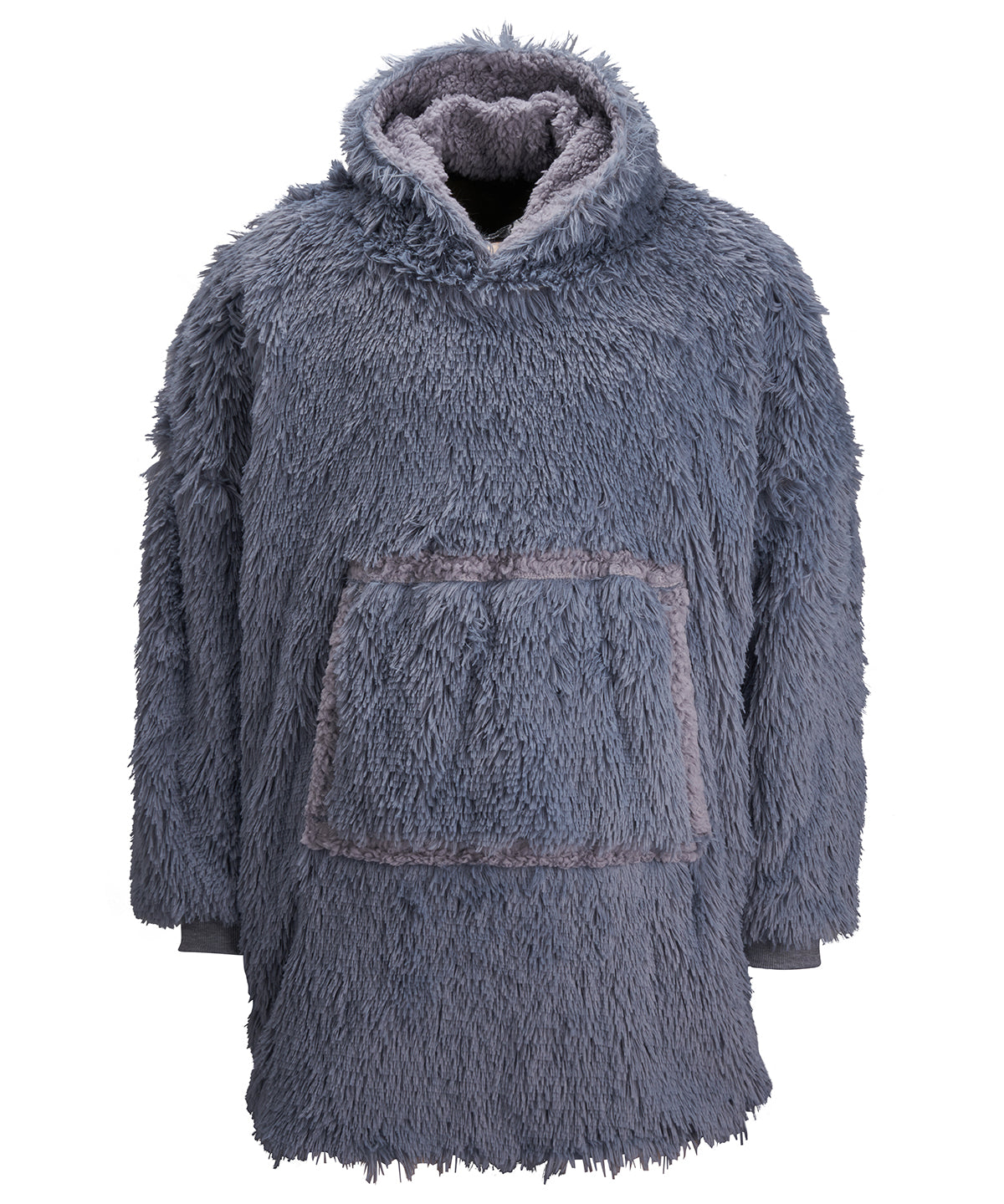 Ribbon Oversized Cosy Reversible Shaggy Sherpa Hoodie - Grey
