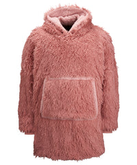 Ribbon Oversized Cosy Reversible Shaggy Sherpa Hoodie - Pink