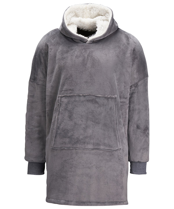 Ribbon Oversized Cosy Reversible Sherpa Hoodie - Grey